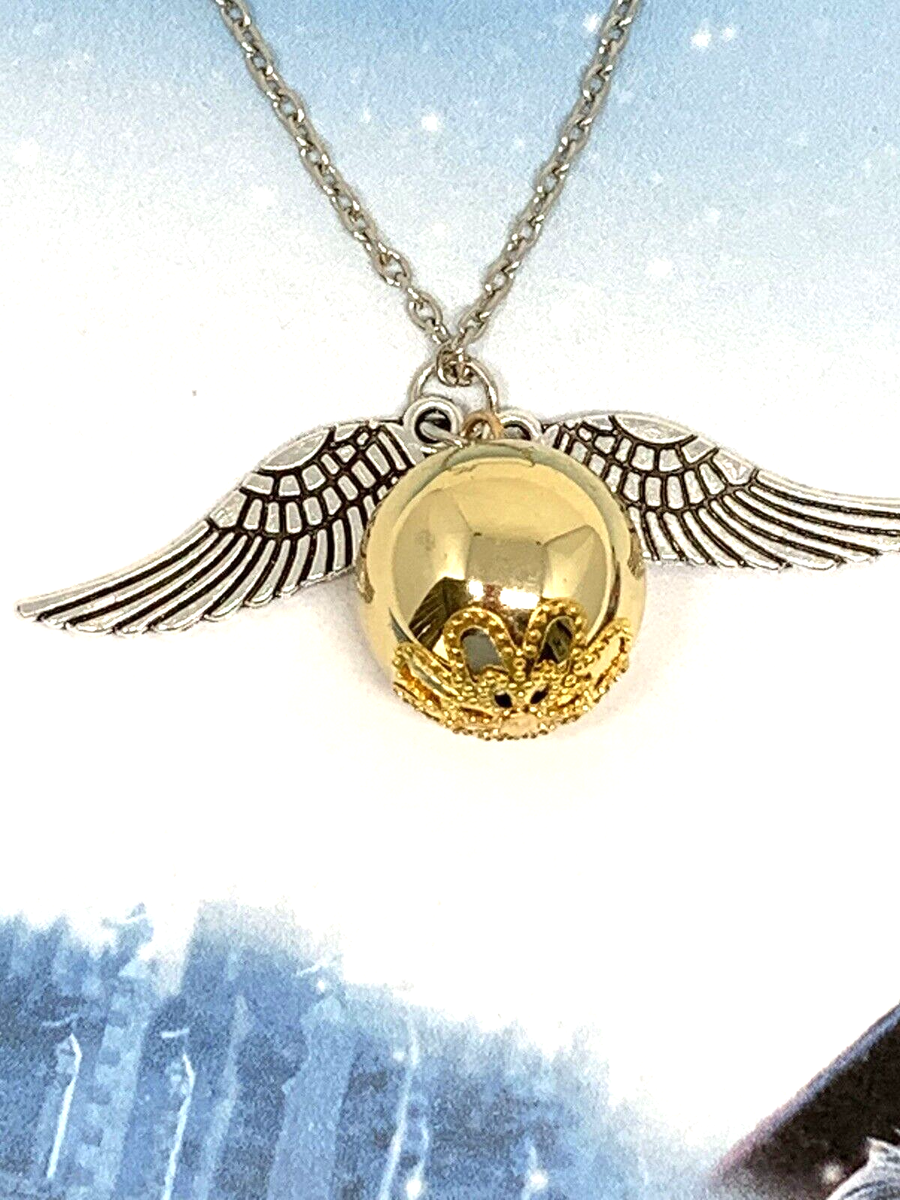 Harry Potter Quidditch Golden Snitch Necklace, W/Gift Box!