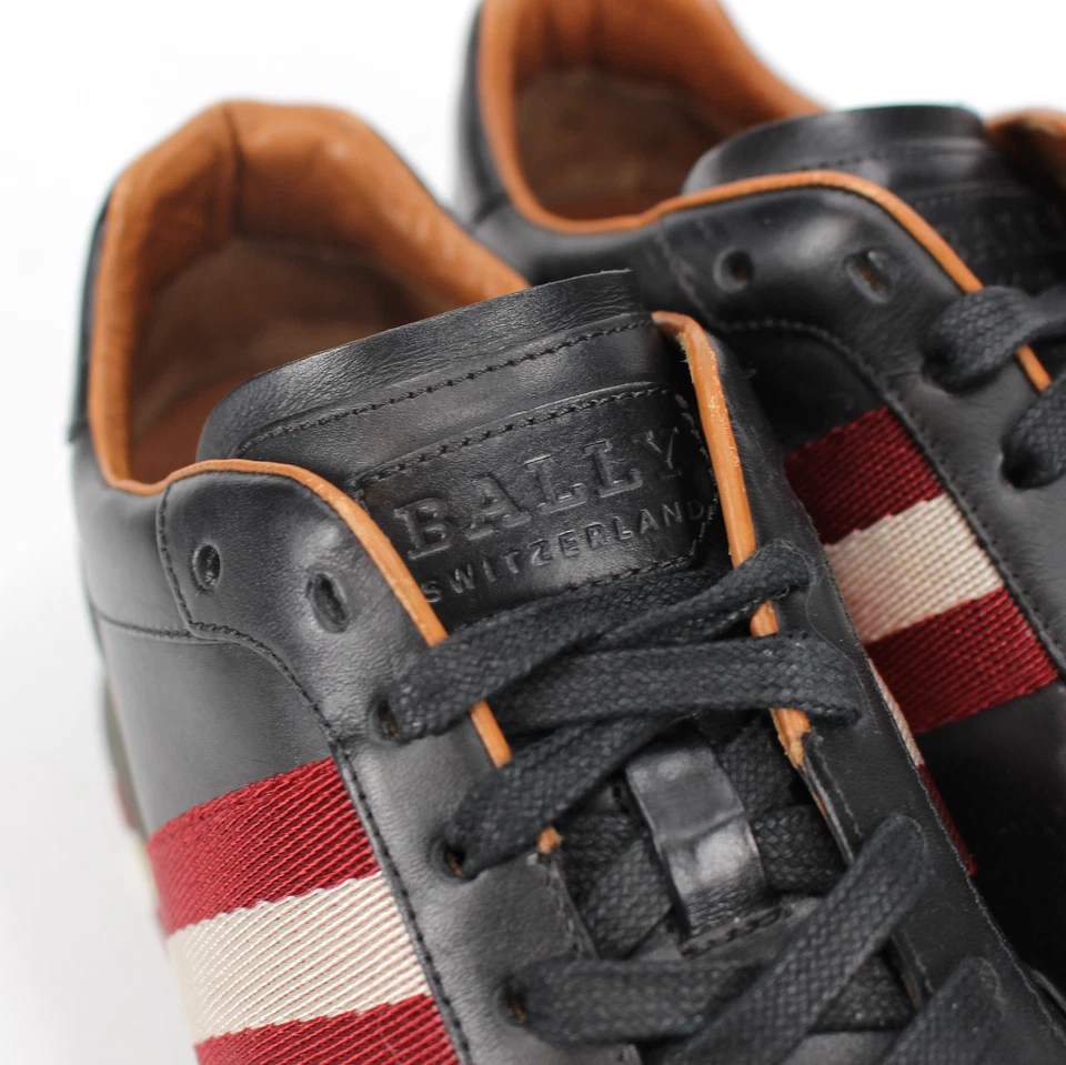 Bally Cuero Aston Zapatillas Negras Borgoña Rojo Web Tenis EU 9 US 10 Zapatos Foto 4 de 4