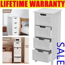 White Bathroom Bedroom Cabinet Cupboard Storage Unit Free Standing Floor PVC