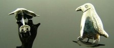 PAIR STERLING PENGUIN CRYSTAL RHINESTONE EARRINGS V969