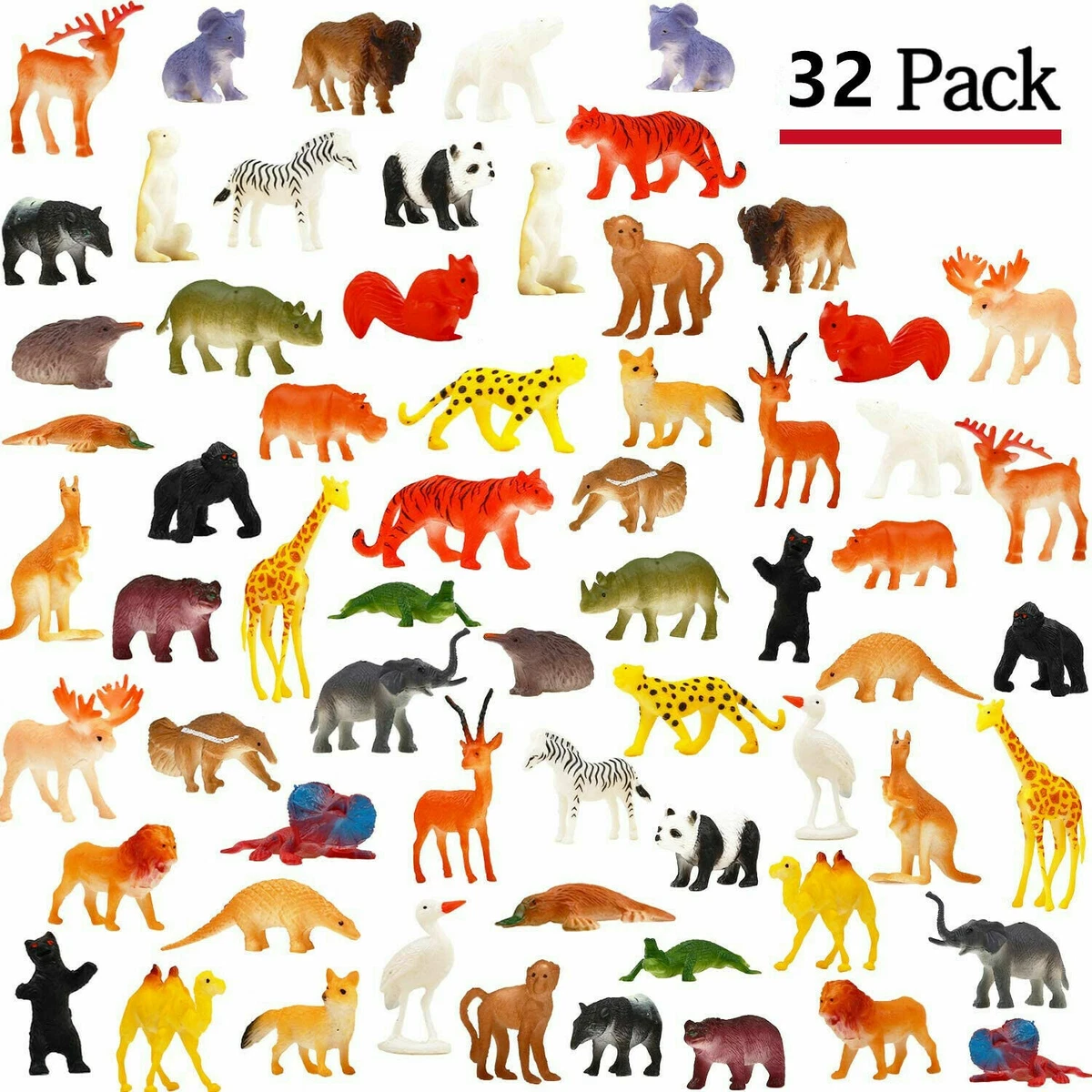 Pack de 25 Figurines Animaux Sauvages réalistes en plastique vinyl