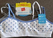 Three 3 Hanes Girls' Bras Adjustable Straps with Modesty Pads Small 6-6X 26