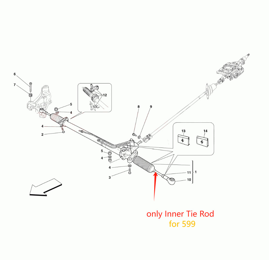 2pcs Inner Tie Rod Ball Joint fits Ferrari 599, 201481/222077