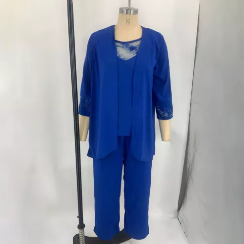 Womens 3 Piece Chiffon Pant Suits Tank Top Cardigan and Pants Evening Outfits - Picture 65 of 95