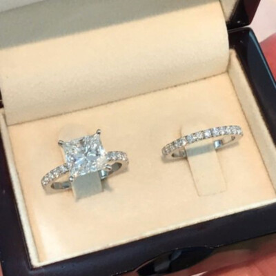 Pretty Women Wedding Gifts 925 Silver Plated Rings Cubic Zircon Jewelry Sz 6-10