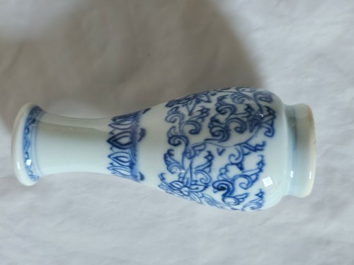 ENCANTADOR JARRÓN CHINO ANTIGUO AZUL Y BLANCO - Imagen 7 de 10