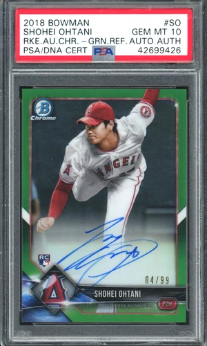 2018 Bowman Chrome Shohei Ohtani Rookie Green Refractor AUTO PSA 10 GEM MINT