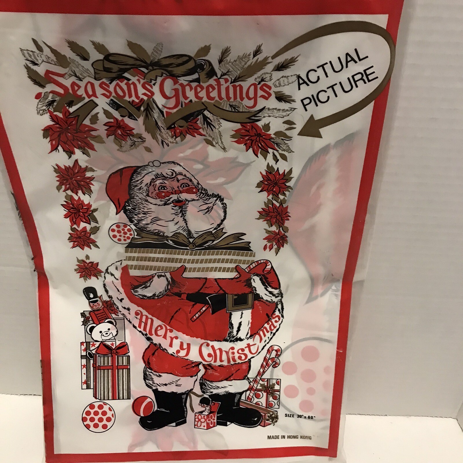 Vintage Santa Claus Waterproof Plastic Door Cover Christmas Decoration