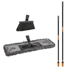 SWOPT 24‘ microfibre dust mop, angled broom + 48’ and 60' steel handles.