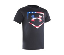 Under Armour Boys Stars and Stripes Graphic-Print T-Shirt Black Size 4