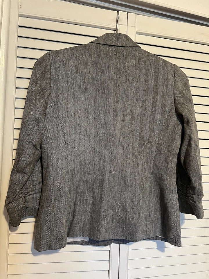Chaqueta Blazer NINE WEST Para Mujer Talla 8 Mangas Empujadas Trabajo Carrera Mezcla de Lino Foto 4 de 4