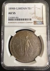 1898 B British, Hong Kong Trade Dollar NGC AU-55. KM# T5, Nice Problem Free Coin