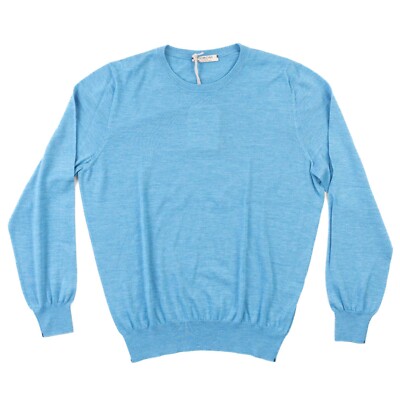 797  NWT FIORONI by Attolini Cashmere Silk Blue Sweater Cardigan EU:52 US:42 L