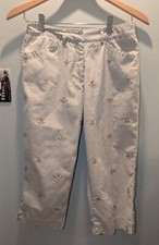Lilly Pulitzer Pants Sz 2 Khaki Embroidered Bees Pink Green Cotton Capri EUC