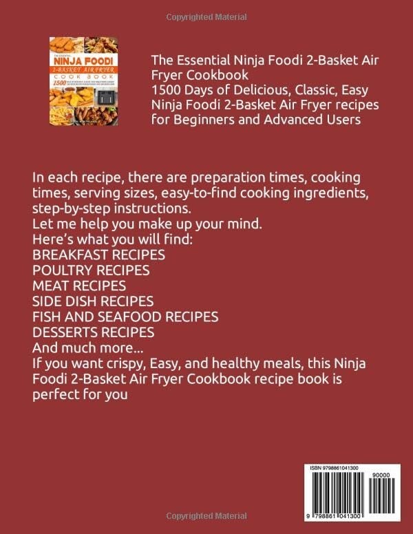 Ninja Foodi 2Basket Air Fryer Cookbook for Beginners 1500 Easy Crispy