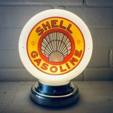 Vintage Shell Mini Gas Petrol Pump Globe Alloy Base LED Desk Lamp UK EU US