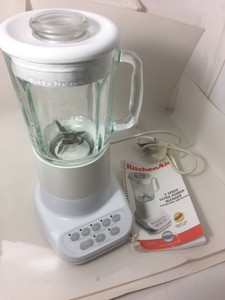 Kitchen Aid White 5 Speed Blender W 8 Cup Diamond Jar Crush Pulse