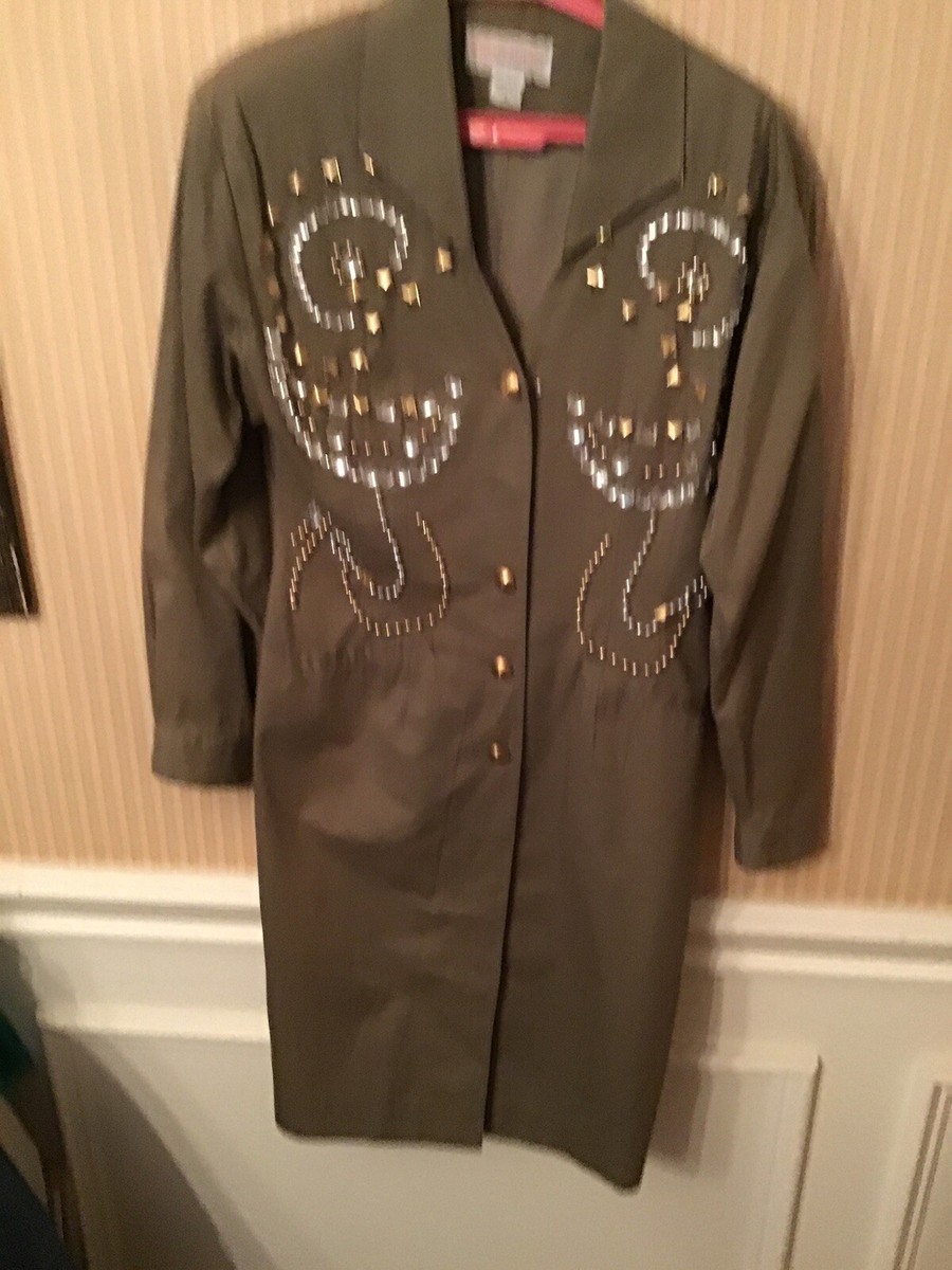 VTG Adam Douglass Adrianna Papell Long Green Gold And Silver BlIng Dress Sz  6 | eBay