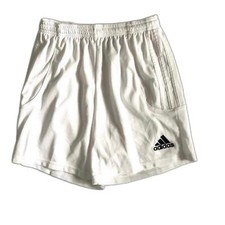Adidas Soccer Shorts White Climalite Youth Large YL Kids Girl Boy 6" Logo Futbal