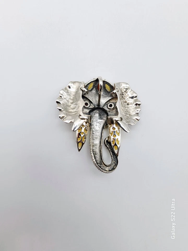 ¡NUEVO COLGANTE ELEFANTE CON OREJAS MÓVILES PLATA ESTERLINA MACIZA Y ÁMBAR MULTICOLOR! Foto 3 de 4