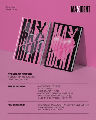 STRAY KIDS Mini Album MAXIDENT Standard HEART Ver. CD+Book+2p Card