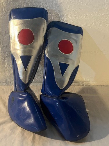 Pro Wrestling kickpads Blue Silver Red Cosplay superhero vintage preowned - Picture 2 of 8