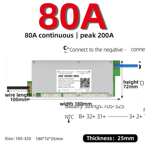 ANT 10S-32S 200A-300A Li-Ion LiFePo4 Smart BMS Balance Bulid in Bluetooth - Bild 7 von 12