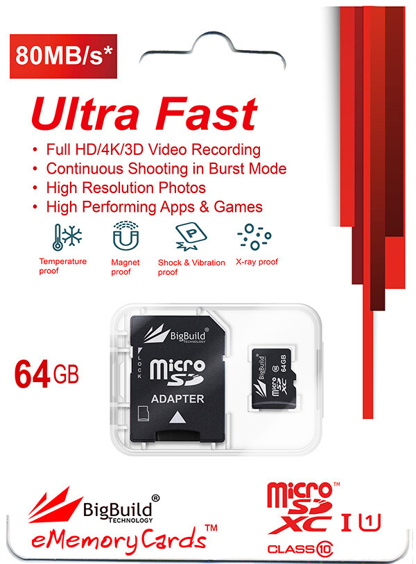64GB microSD Memory card for BlackView A60, A60 Pro Mobile, Class 10 80MB/s