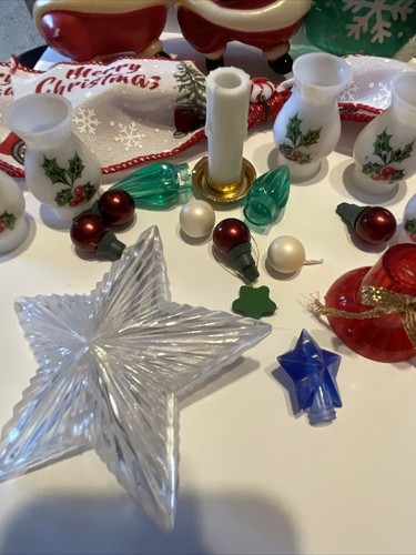 Vintage Assorted Christmas Tree Tiny Ornaments Santa’s Light Covers Star Bow - Picture 9 of 12