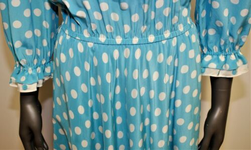 Vintage 80s dress LOUIS FERAUD polka dots silk 38FR 6US made in W. Germany - Picture 7 of 12