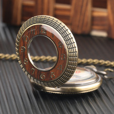 Retro Carved Roman Numerals Wind Up Mechanical Pocket Watch with Chain for Men
