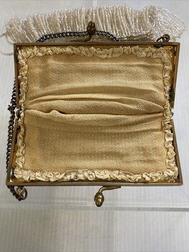 Antique Gold Tone French Cut Steel Micro Beaded Bag Purse Art Deco AS IS Cute 🥰 - Picture 10 of 14