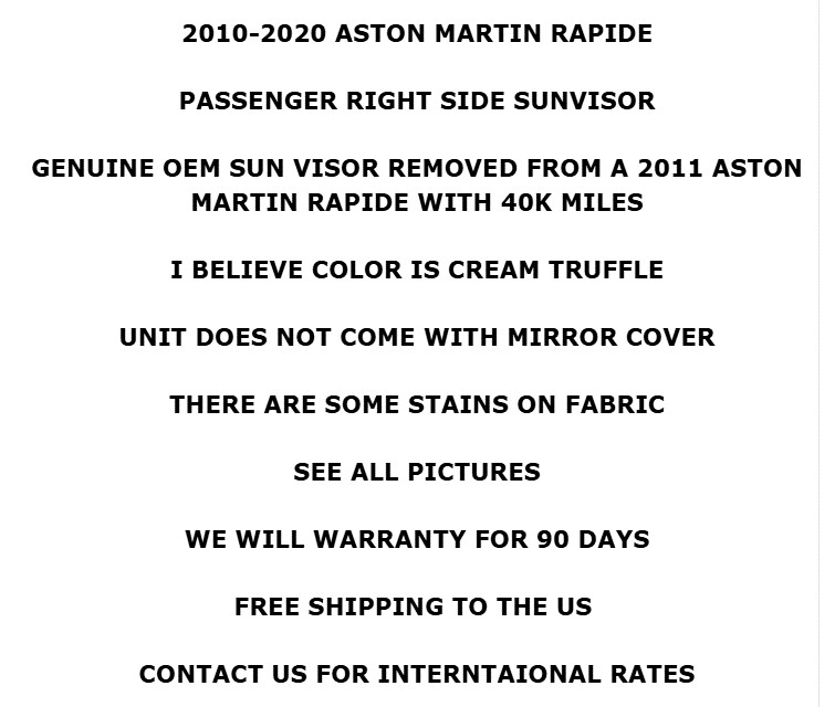 2010-2020 Aston Martin Rapide Right Side Sun Visor Gray OEM Nice Shape 40K Mi