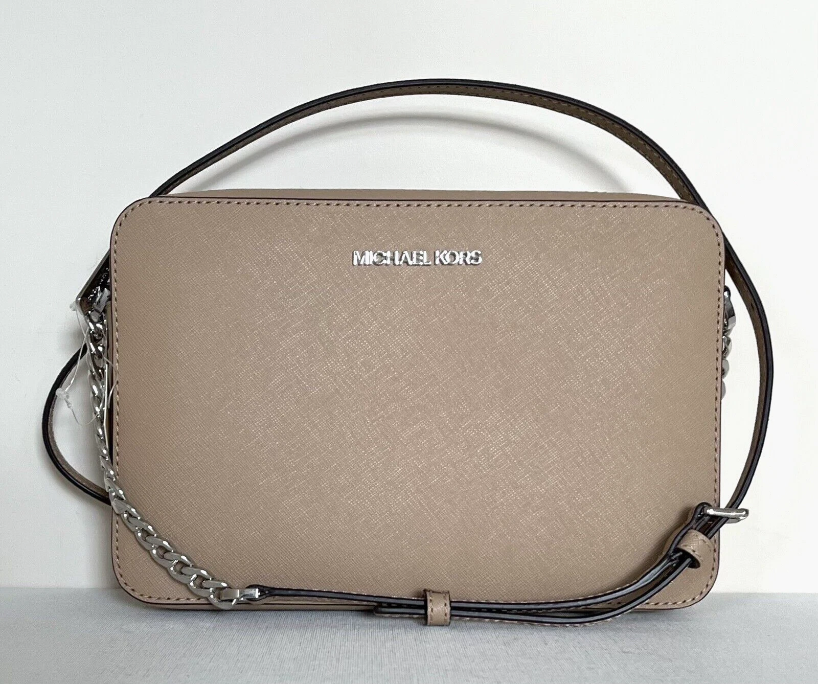 Nuovo articolo Michael Kors Jet Set grande catena zip tracolla cammello con sacchetto antipolvere