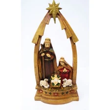 Nativity Manger Display Scene Mary Joseph Baby Jesus 11" Tall Christmas VGC 