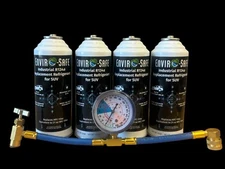 Envirosafe Industrial R134a Replacement Refrigerant SUV, 4 cans, Brass Gauge