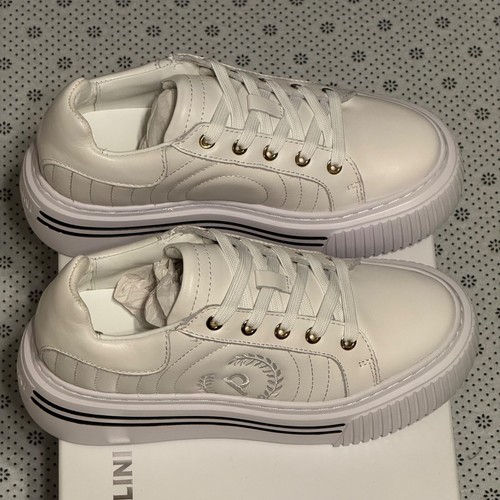 Pollini Calfskin Leather Platform Lace Up Sneakers Trainers UK 2 EU 36 White - Picture 8 of 24