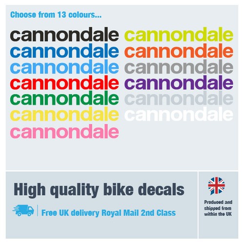 Cannondale new bike decal 325-550mm long with free bike protection (20 pack) - Picture 2 of 4