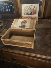 ANTIQUE (2) Lot WOOD CIGAR BOX TOBACCO SMOKING COUNTRY STORE 