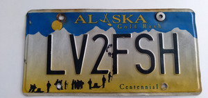 Vintage Alaska Vanity Plate LV2FSH (Love to Fish)