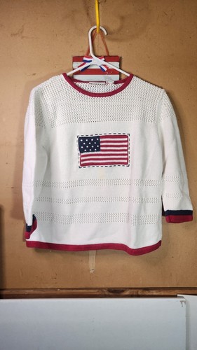 Sweater Top 4th Of July American Flag Knit