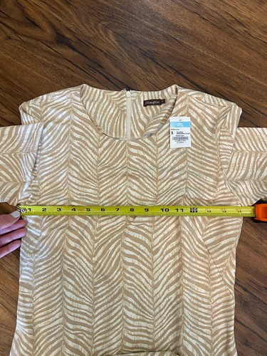 NEW J. Mclaughlin Women Small Sophia Dress Tan Herringbone Pelage Short Sleeve - Picture 5 of 6