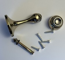 Brass Magnetic Door Stop Holder Wall Floor Mount Skirting Stopper With Fixings