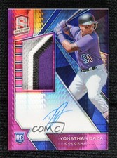 2020 Panini Chronicles Spectra Neon Pink Prizm 7/49 Yonathan Daza #161 Auto 0zg6