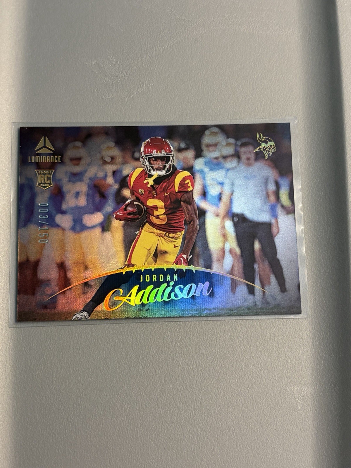 2023 Panini Luminance - Rookie Jordan Addison #182  Blue 3/150 Jersey Number