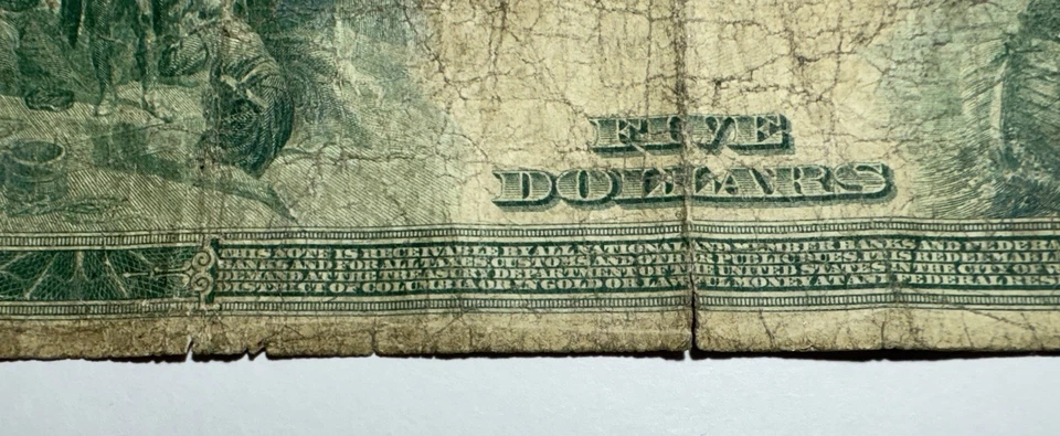 Billete de 5 dólares de la Reserva Federal de 1914, Kanas City, Missouri Foto 3 de 3