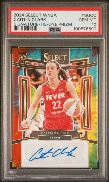 2024 Panini Select WNBA Signatures Caitlin Clark Tie Dye /25 Auto RC PSA 10