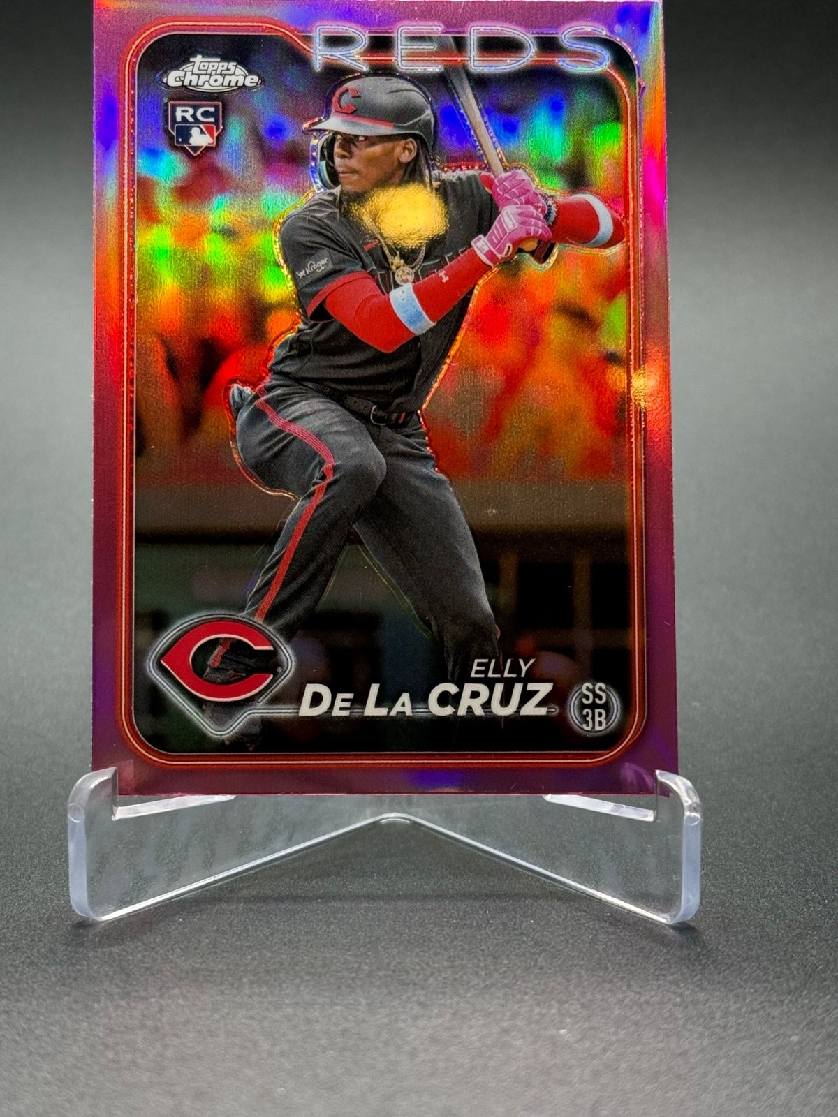 2024 Topps Chrome Elly De La Cruz #44 Pink Refractor (RC) - Cincinnati Reds