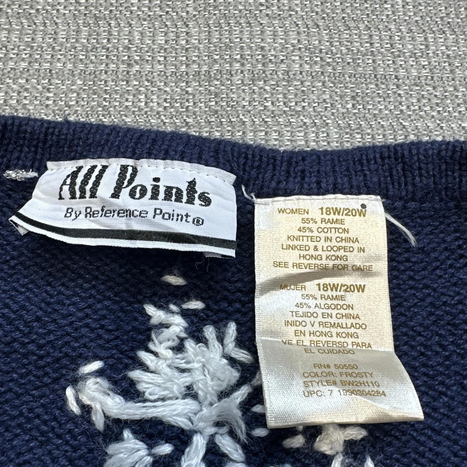 Chaleco Suéter All Points Mujer 18W 20W Azul Escarchado Muñeco de Nieve Copo de Nieve Vacaciones Foto 2 de 4