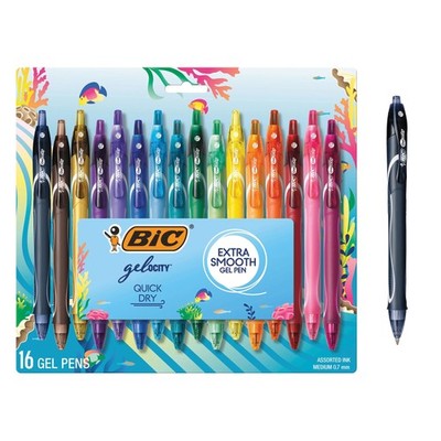 Gel Pens Medium Point 0.7mm 16 Count Assorted Colors BIC Gelocity Quick Ocean
